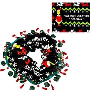 Christmas Grinch Scrunchie, Hair Accessory |Handmade Gift, Hair Tie, glass beads